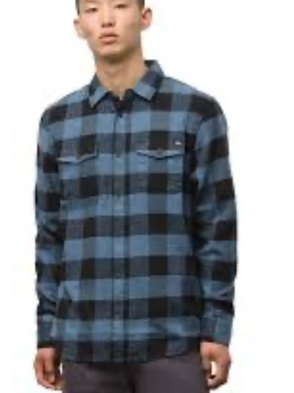 Vans Blue and Black Plaid Button-Down Flannel Shirt